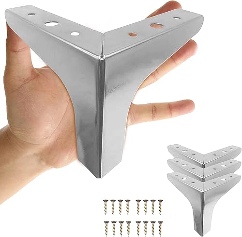 Patas modernas de metal para muebles de 4 pulgadas, juego de 4 patas de repuesto para armario, sofá, cama, silla, mesa, otomana, piezas de repuesto