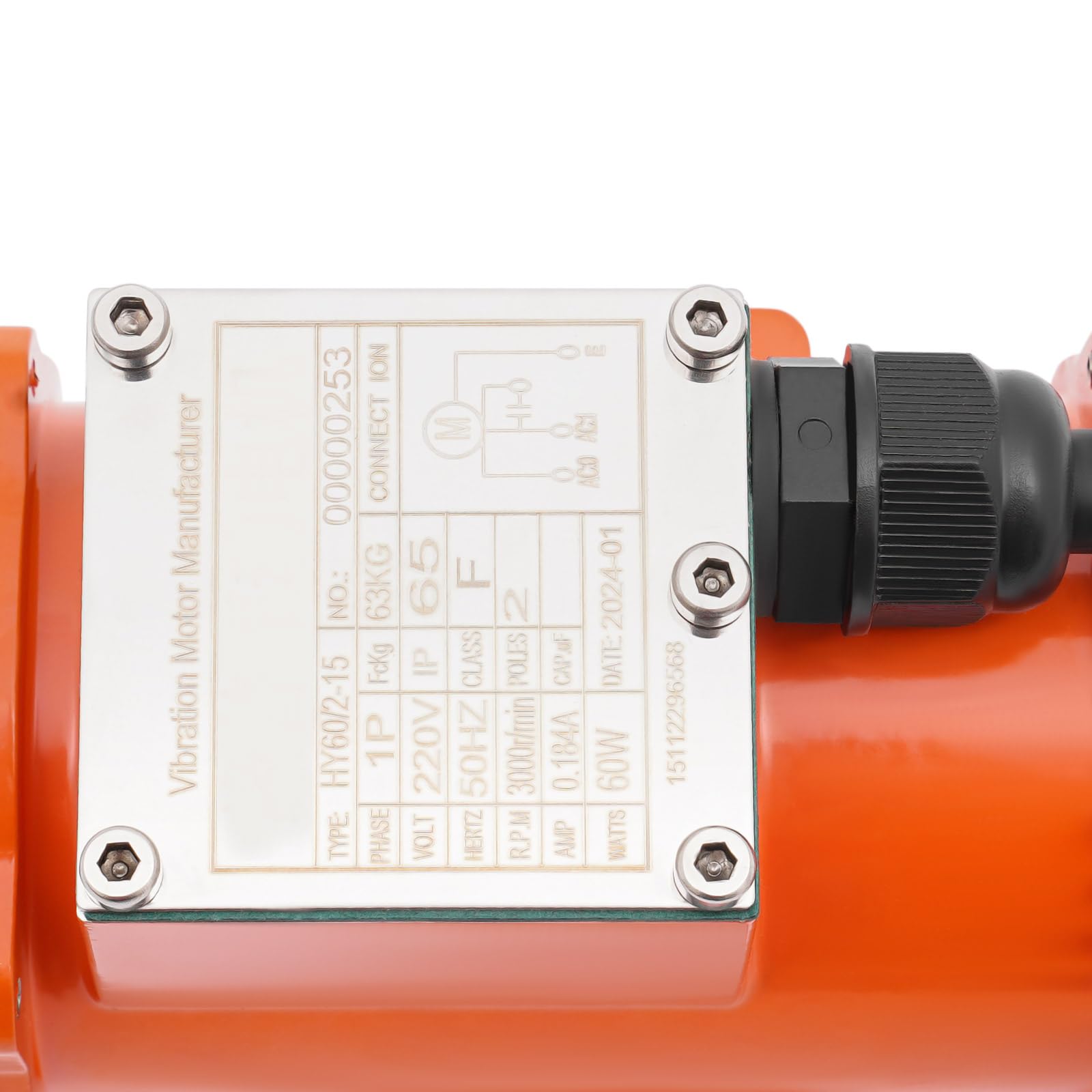 40/50/60W Vibrationsmotor, Bürstenlos Elektrischer Rüttelmotor 1000~3000 U/min Einstellbare Geschwindigkeit 0,108 A/ 0,175 A/ 0,184 A für Bergbau Metallurgie Kohle Strom Medizin Gießen (60W)