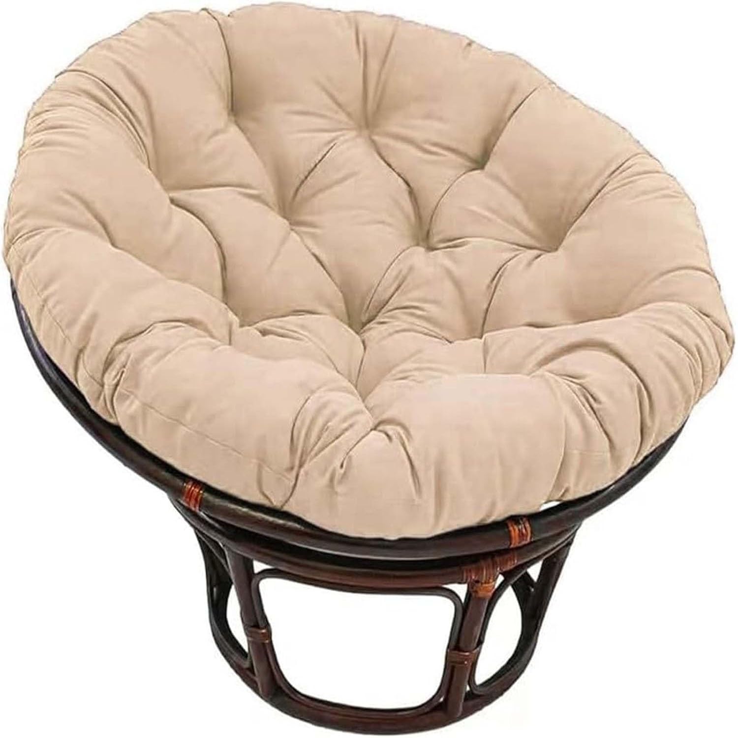 Coussin De Siège Rond,Coussin De Chaise Suspendue Coussin De Chaise Papasan Extérieur, Coussin De Chaise Confortable Coussin De Siège Amovible pour Jardin Terrasse(Kaki,120x120cm)