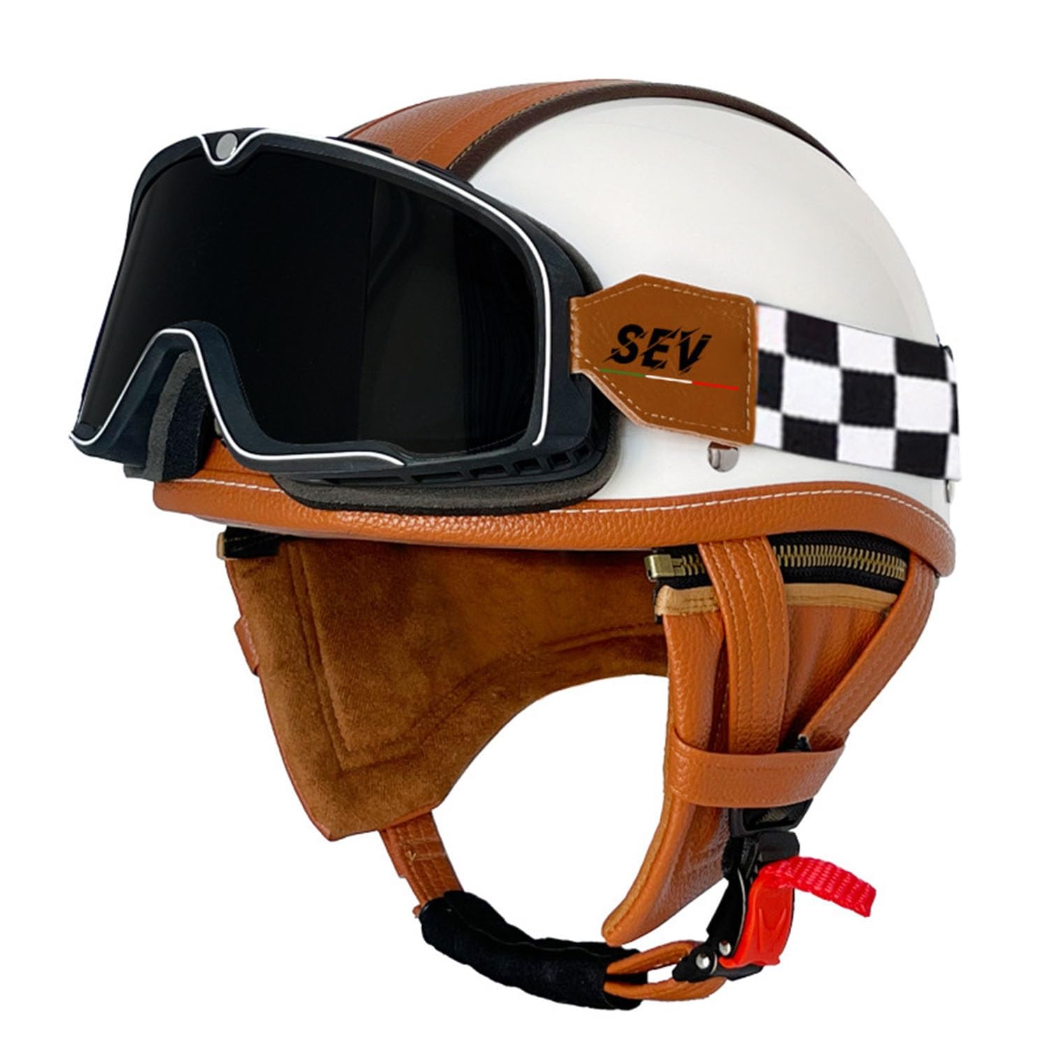 Casque moto vintage jet ECE ouvert avec lunettes pour scooter