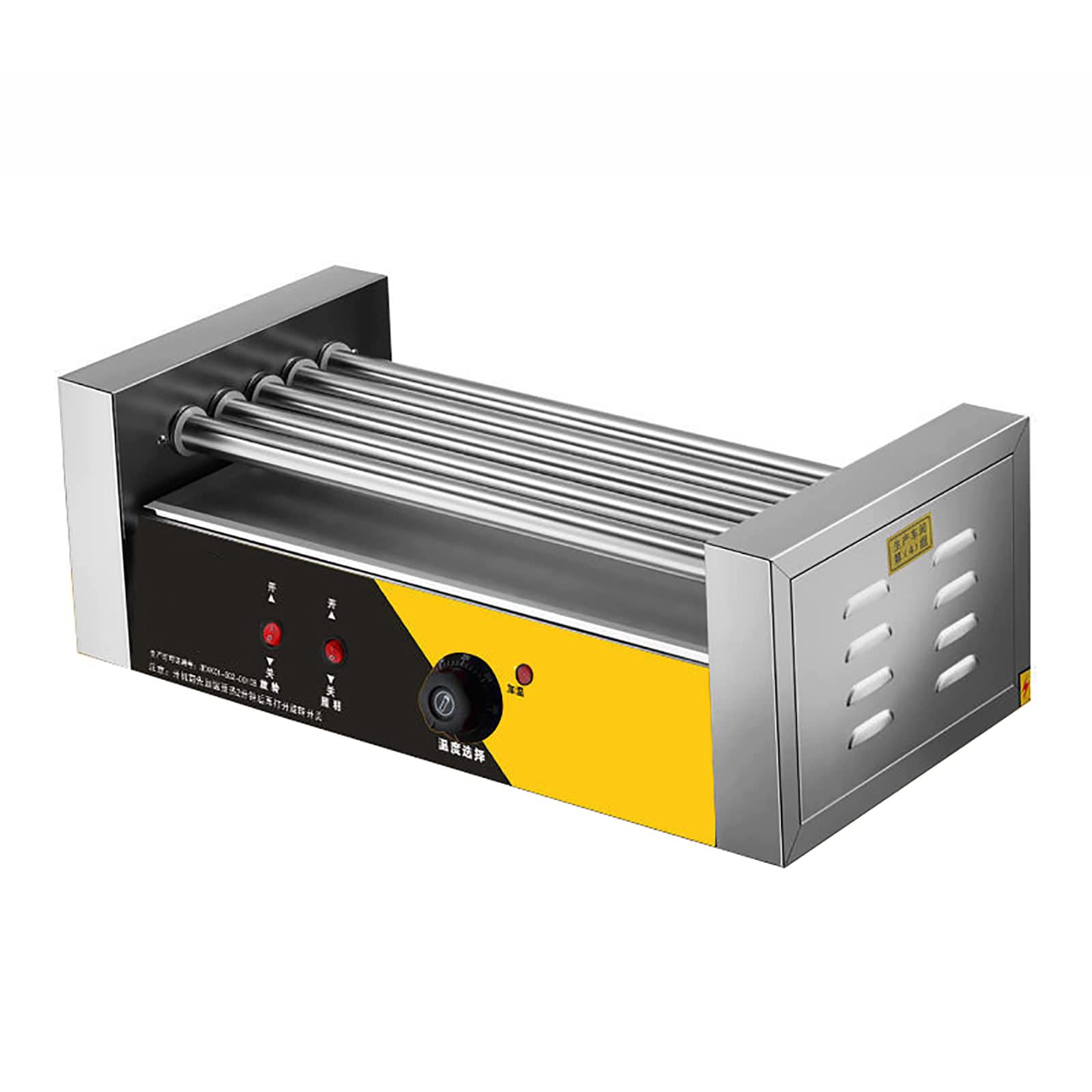 Dntum Stainless Steel Hot Dog Roller Machine, Commercial Sausage Grill Cooker Machine, 50-300°C Temperature Control, with 5 Roller, for Food Street, Snack Bar, Restaurant