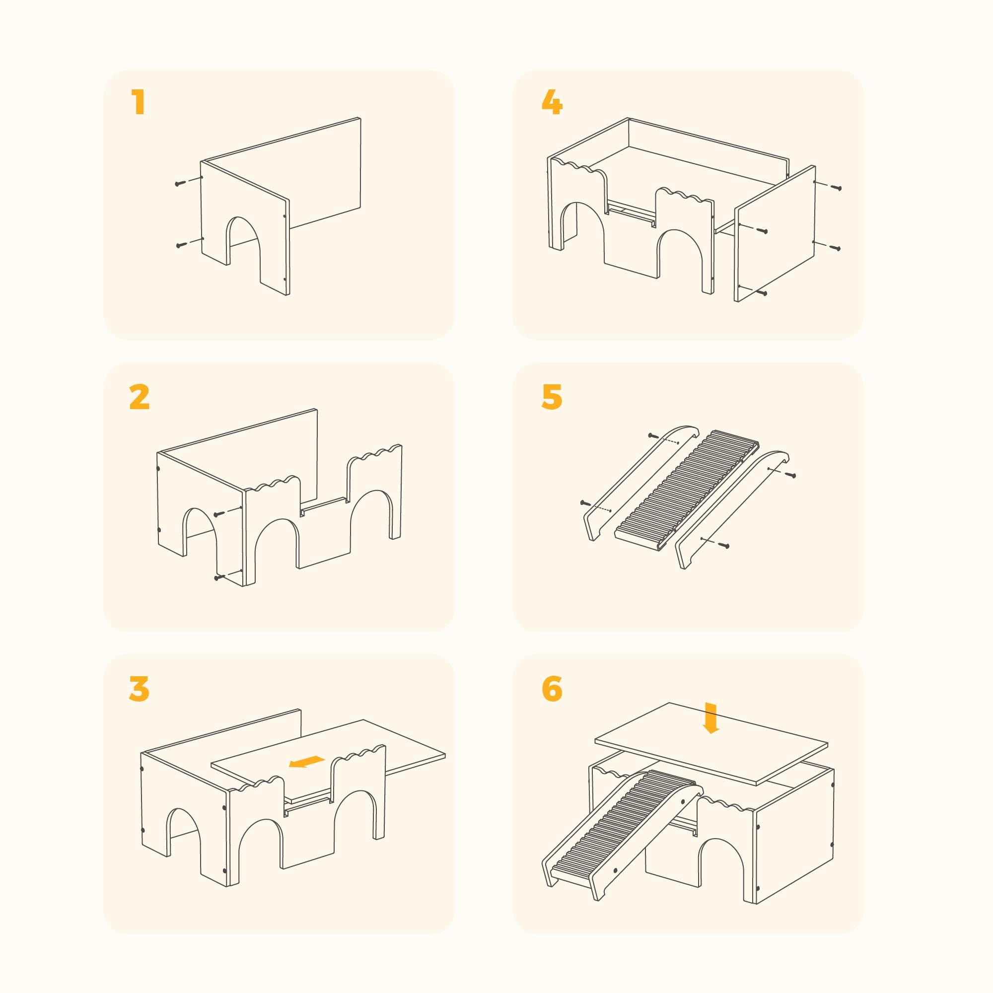 Mehrstöckiges Meerschweinchen Versteck mit Treppe und Matten – Extra Groß Meerschweinchen Schloss Abnehmbare Verstecke für Hamster, Kaninchen & Chinchillas，Abnehmbares Haus (Grün)