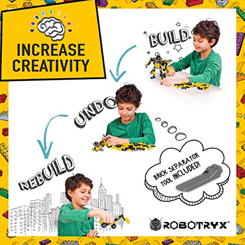 Jitterygit Robot Building Toy Gift For Boys, Perfect Stem Gift For Builders Ages 6, 7, 8, 9, And 10 Year Olds, Yellow Zakarpian (238 Pcs) Robotryx #TOP3