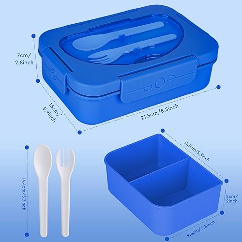 Miniatura 10 de Lunbxx Lonchera para niños, fiambrera Bento para niños, 5 compartimentos para adultos y niños, lonchera Bento para adultos con juego de utensilios,