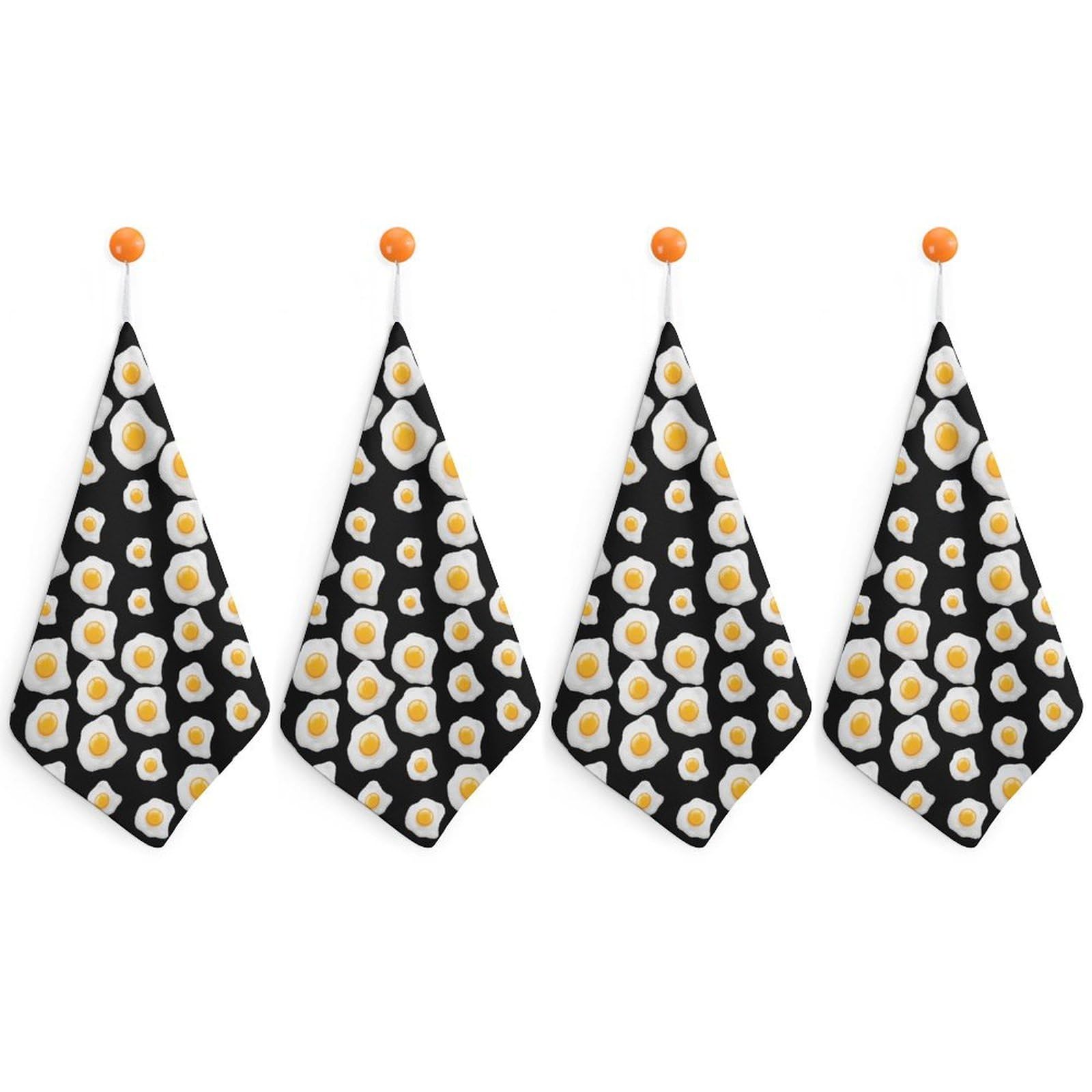 TXFBTRFSA Fried Egg Hand Towels with Hanging Loop Kitchen Towel Handkerchiefs Cleaning Cloths
