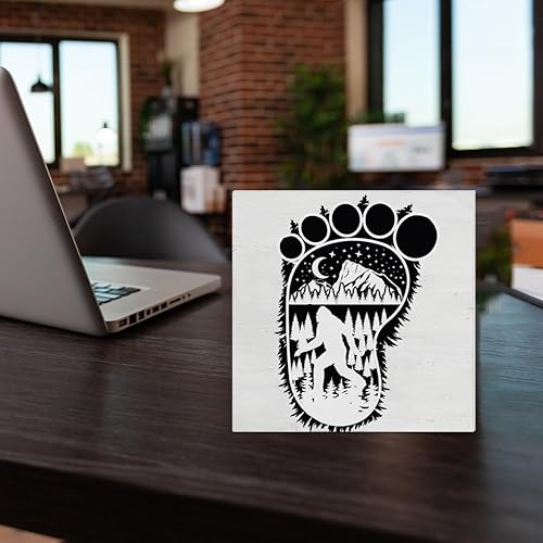 Miniatura 20 de Cartel de madera para acampar, decoración del hogar, letrero cuadrado de madera de aventura, decoración de escritorio, bloque de madera, placa