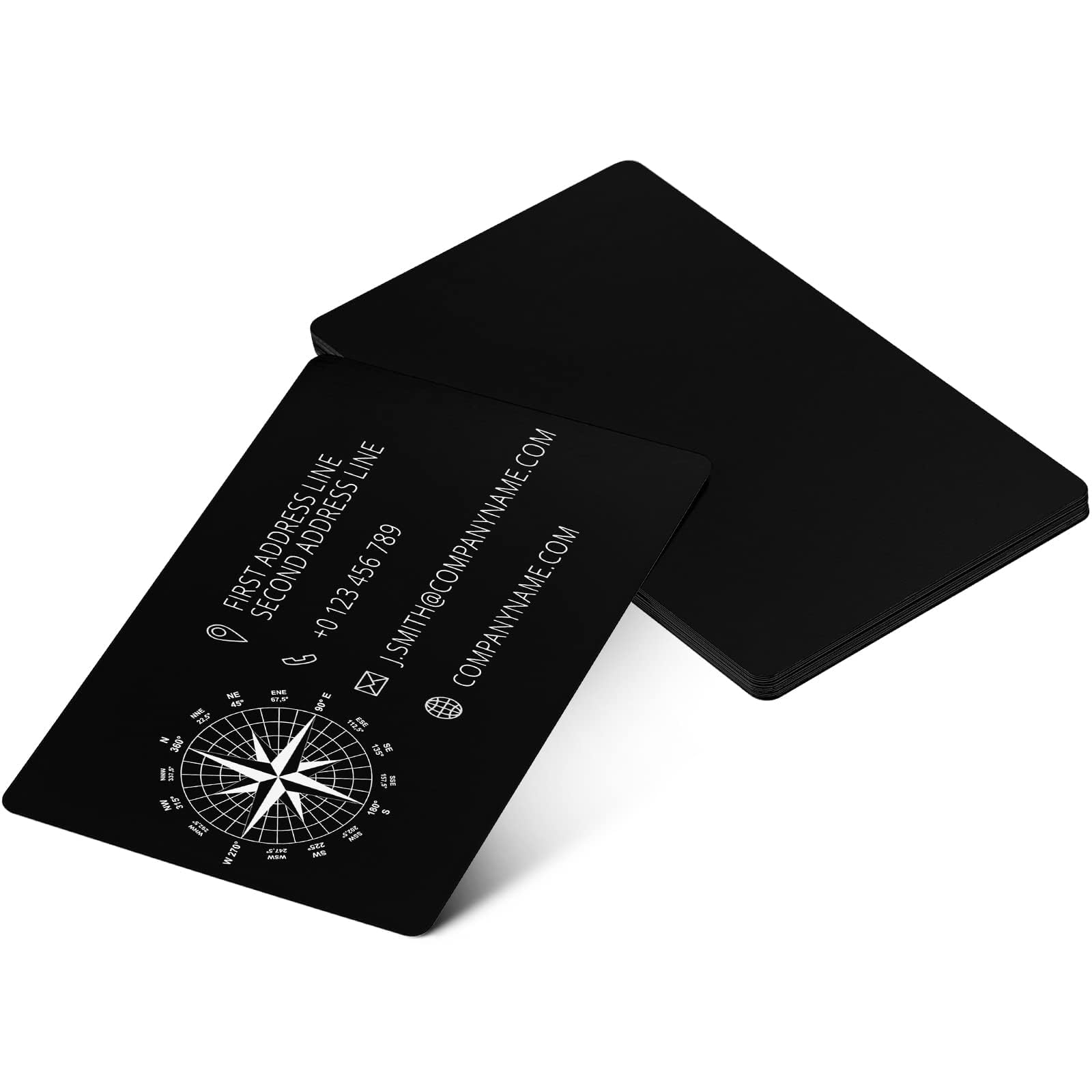 Biglietti da Visita in Metallo 50 Pezzi, Vuoto in Lega di Alluminio 0,22 mm 8,6x5,4 cm per Incisione Laser Nero
