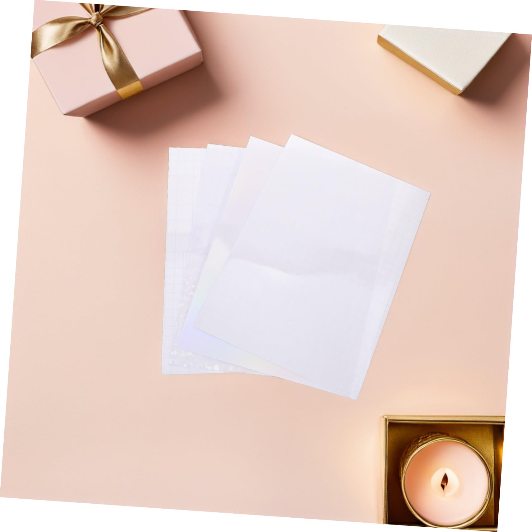 DOITOOL 40 Feuilles Film Adhésif Holographique Auto-adhésif Transparent Laminé Iridescent Résistant à Eau pour Décoration DIY Emballage Électronique et Accessoires