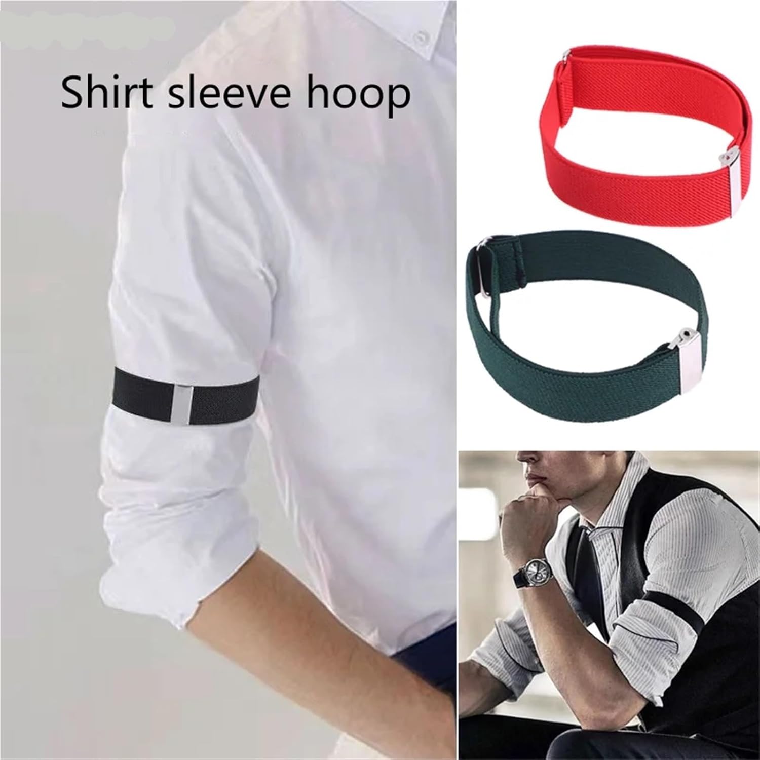 5pairs Anti-Slip Shirt Sleeve Garter Strap Elastic Adjustable Armband Cuff Holder for Men Women Business