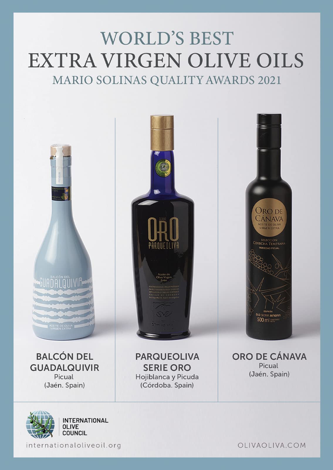 Najlepsza na świecie oliwa z oliwek extra virgin (Mario Solinas Quality Awards 2021) - zestaw 3 butelek po 500 ml (karton)