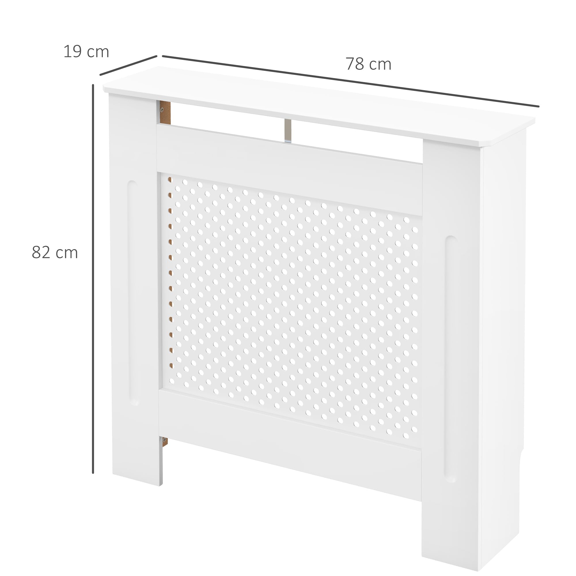 HOMCOM Copritermosifone Moderno a Griglia in MDF, Copertura Termosifone Portatile per Casa e Ufficio, 78x82x19 cm, Bianco