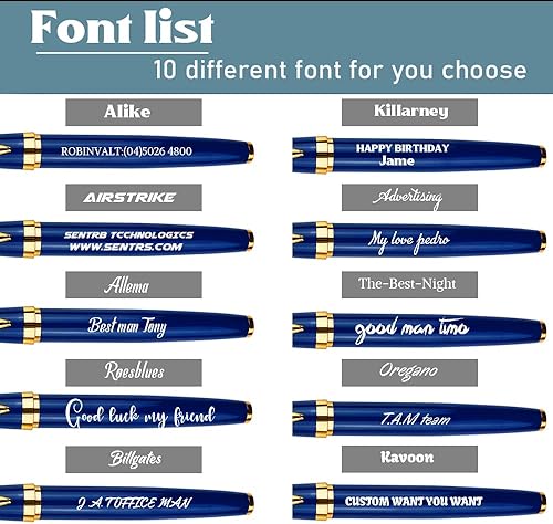 Miniatura 8 de Ancolo Juego de bolígrafos negros de lujo personalizados, cuerpo de metal con caja de regalo, 2 recambios de tinta negra, escritura suave. Juego de