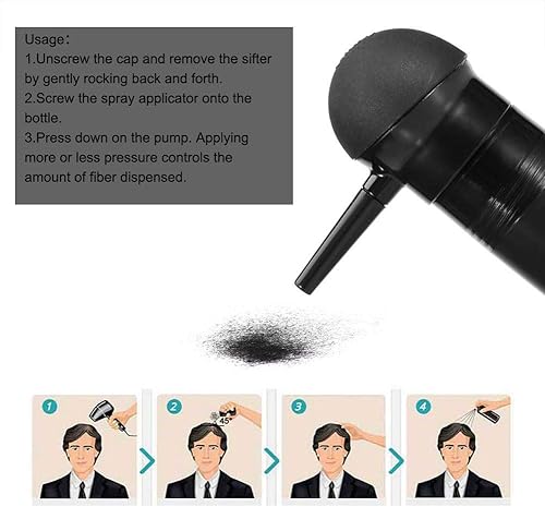 Miniatura 4 de ZJchao Aplicador de fibra capilar para cabello fino, boquilla aplicadora en aerosol para fibras capilares para espesar instantáneamente el cabello