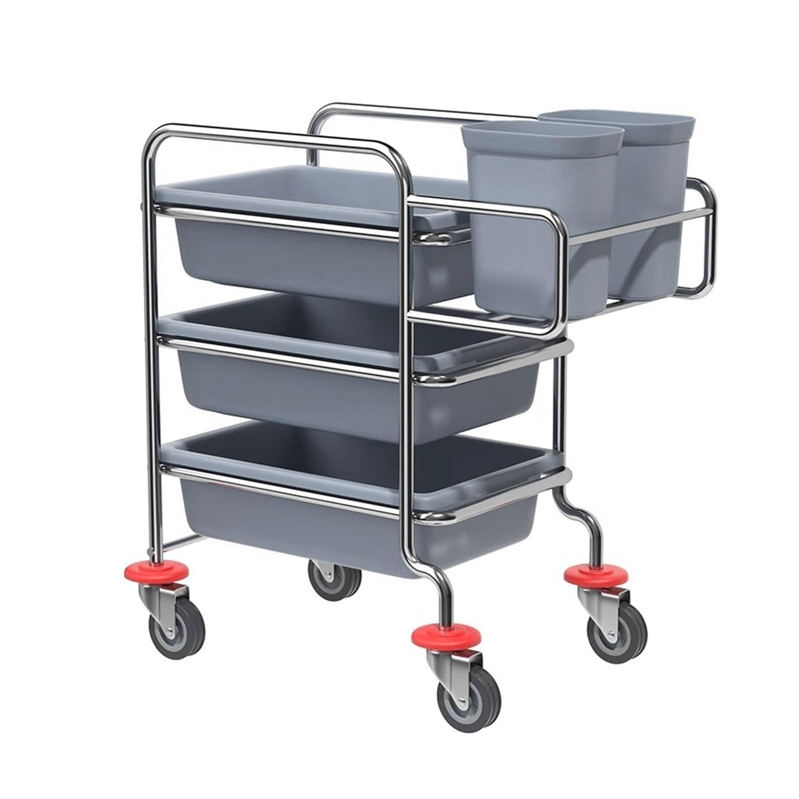 Carrito Cocina for Recoger Platos, Carro de Recogida de Platos de Acero Inoxidable, Camarera con Ruedas, for escuelas, Restaurantes(Blue)