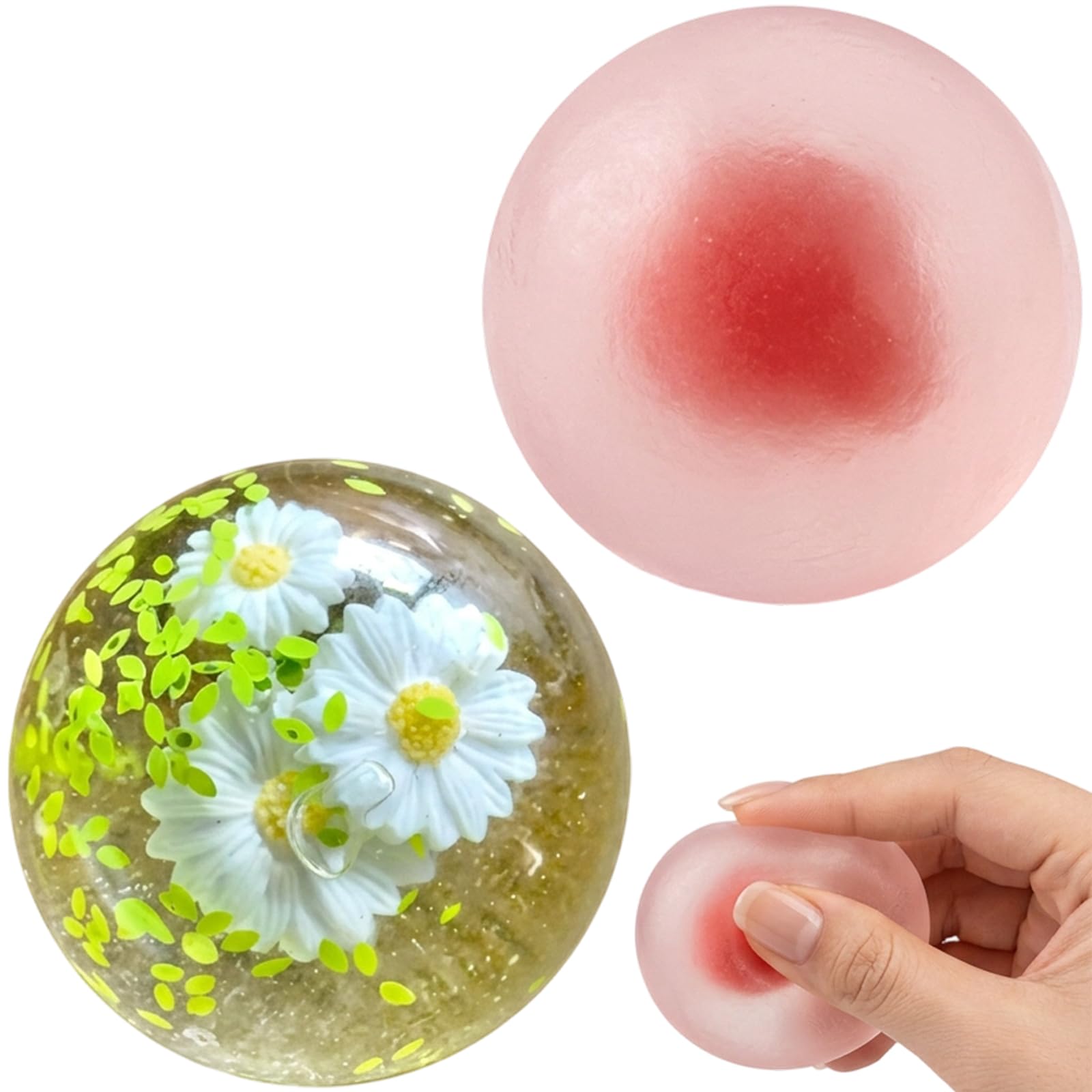 2 PCS Coconut Oil Squishy, Handmade Squishys Slow Rising, Crunchy Squishys, Spring Daisy & Strawberry Mochi Style, Exquisite Handcrafted Design, Suitable for Daily Use and Collection