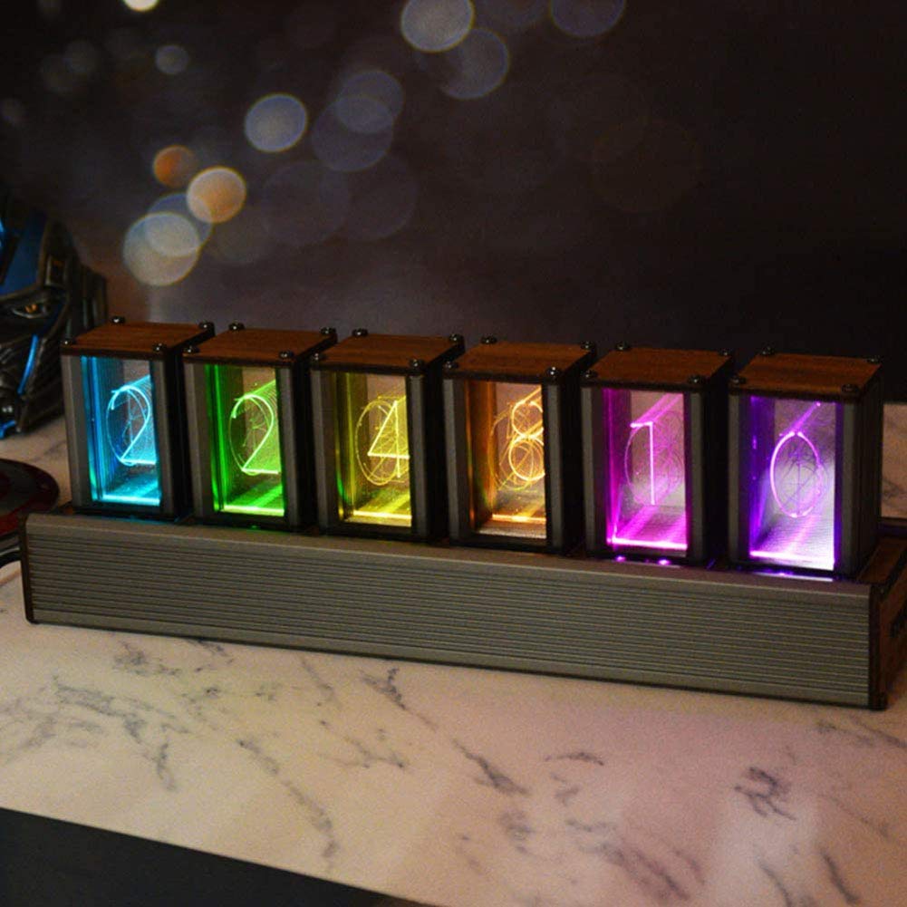 Cadeaux personnalisés, kit de Bricolage Nixie Tube Clock, Horloge à Tube numérique à 6 Chiffres, contrôle de l'horloge LED, Cadeau pour père, Amis, Festival, Assemblage f