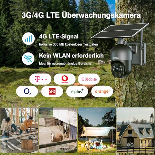 Xega 4G LTE Überwachungskamera Aussen mit SIM Karte Ohne WLAN Solar – Ansicht 2