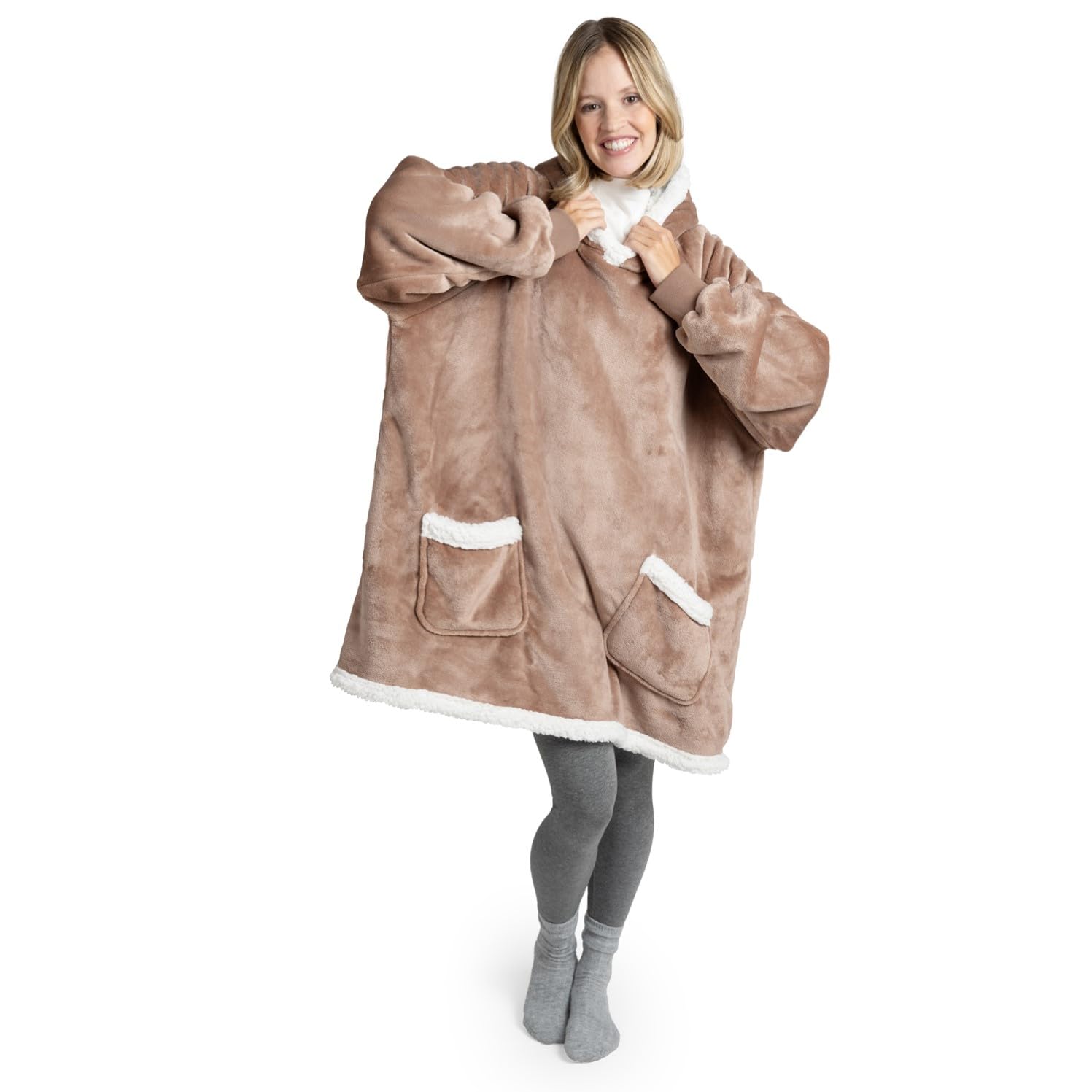 Blumtal Hoodie Decke Damen mit Ärmeln und Kapuze - OEKO-TEX zertifizierter Kuschelpullover Damen - Decke zum Anziehen - Decken Hoodie Damen - Kuschelpullover warm und weich - Decken Pullover