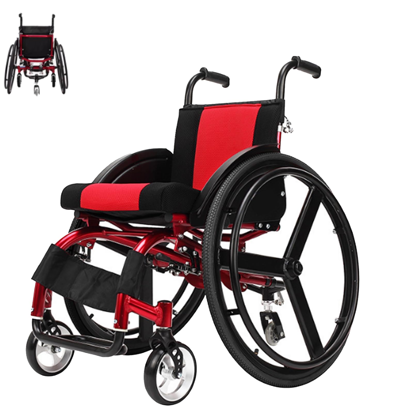 Sedia a rotelle pieghevole,，Sedia a Rotelle pieghevole leggera 100KG，Leggera, Poggiapiedi pieghevole, Per anziani, Per disabili