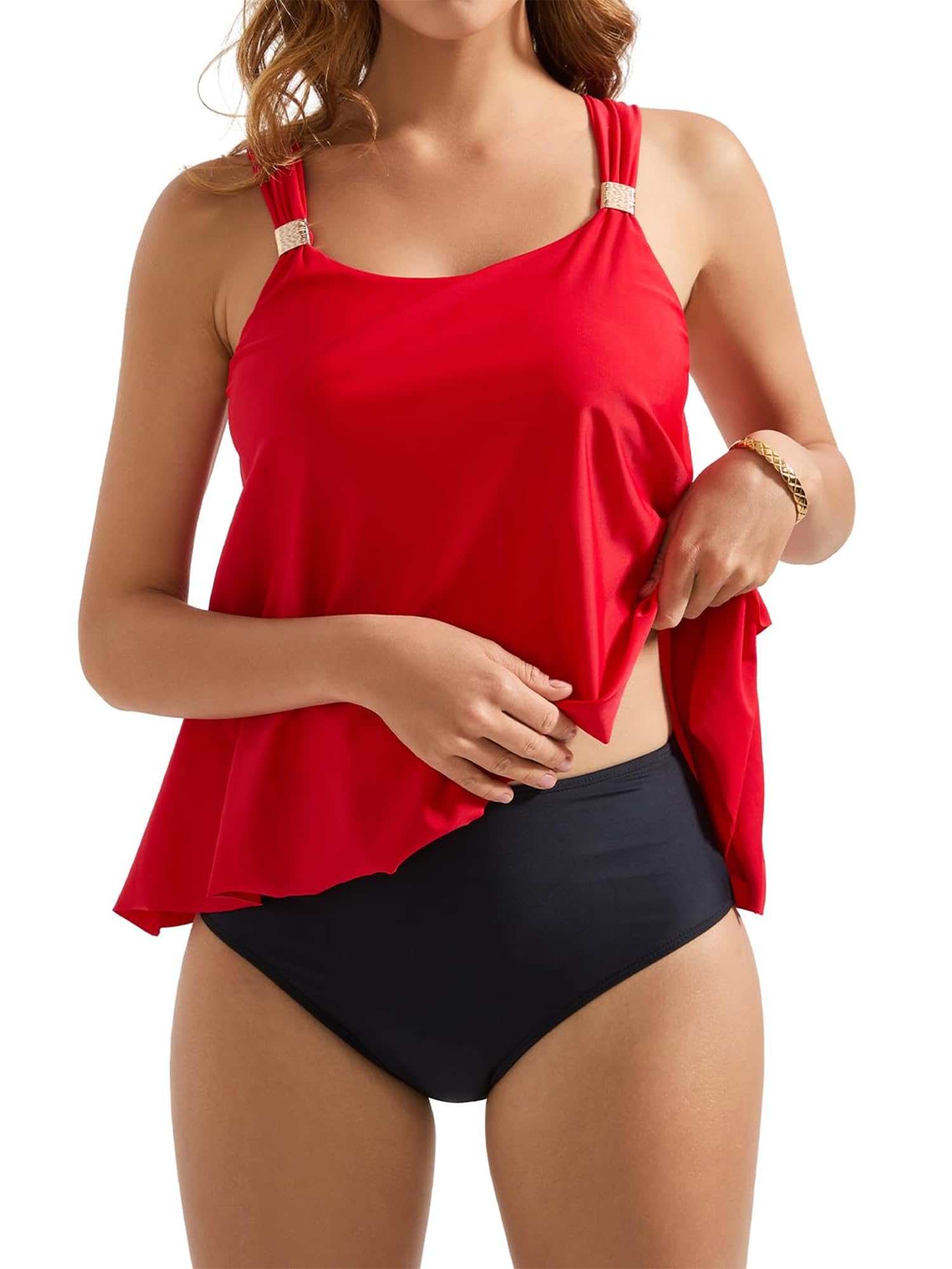 RXRXCOCO Tankini da donna a vita alta, in due pezzi