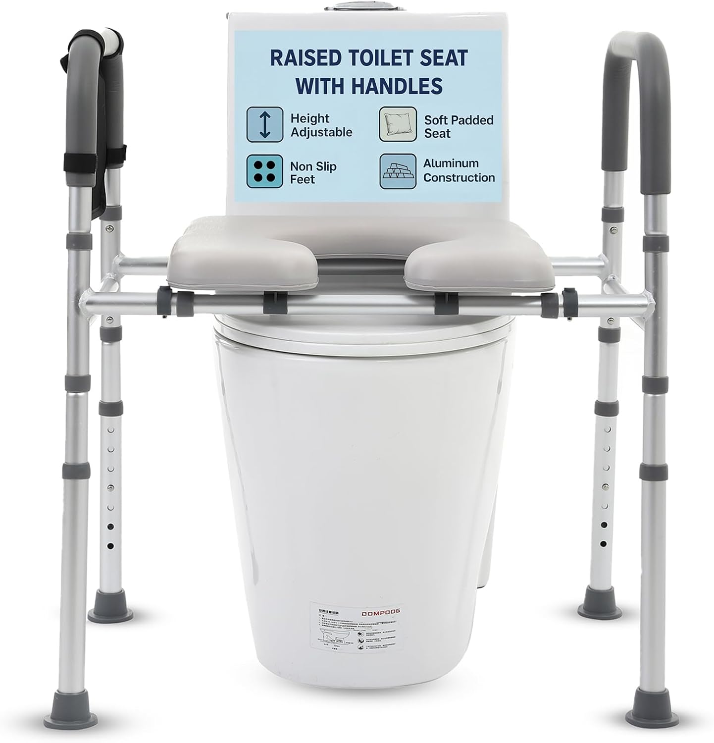 Houseables Raised Toilet Seat with Handles, Toilet Seat Risers for Seniors, Commode Chair, Chair for Elderly and Disabled, Elevated, Riser, Lift, Extender, Raiser, Tall, with Arms, for Adult, Handicap
