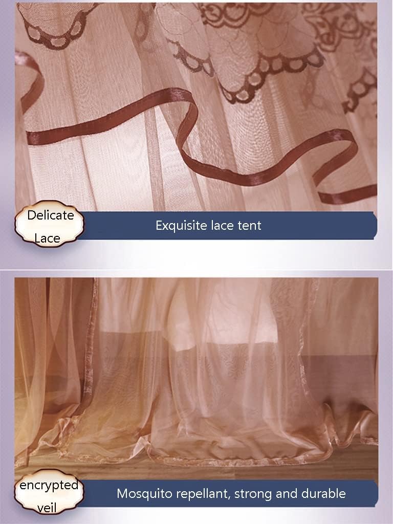 Bed Canopy U-Shaped Mosquito Net for Home Bedroom, Lace Bed Canopy with Metal Stand, Encrypted Dustproof Three Doors (Color : A5, Size : 180x200x200cm)