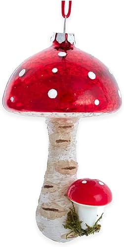 Kurt Adler T3512 - Adorno decorativo colgante de cristal texturizado de 4.75 pulgadas con diseño de hongos y lunares