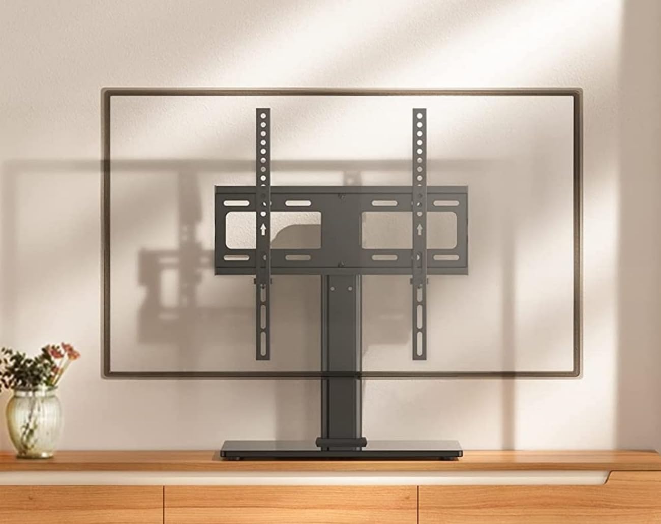 SKY-TOUCH Universal TV Stand, Universal TV Mount Stands with Bracket for 37-55 inch LCD LED TVs, Height Adjustable TV Base Stand Holds 45 KG & Max, VESA 600x400mm