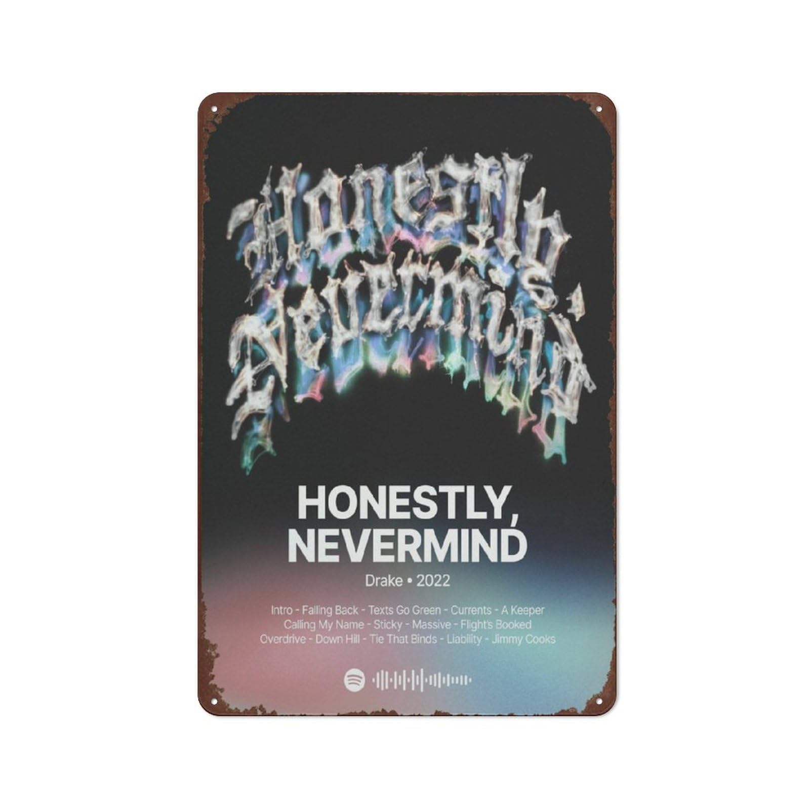 Drake Metal Tin Sign Honestly Nevermind Album Cover Music Poster