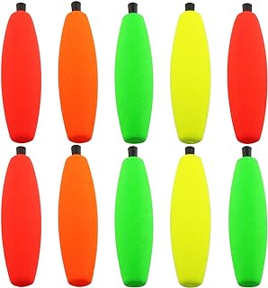 Heyous 10PCS Peg Floats Fishing Fish Spike Float Foam Cigar Slip Fishing Corks Bobbers Fishing Float Fishing Long Cast Fishing Float Fishing Sea Rod Float with Pipe Plug (Assorted Colors)