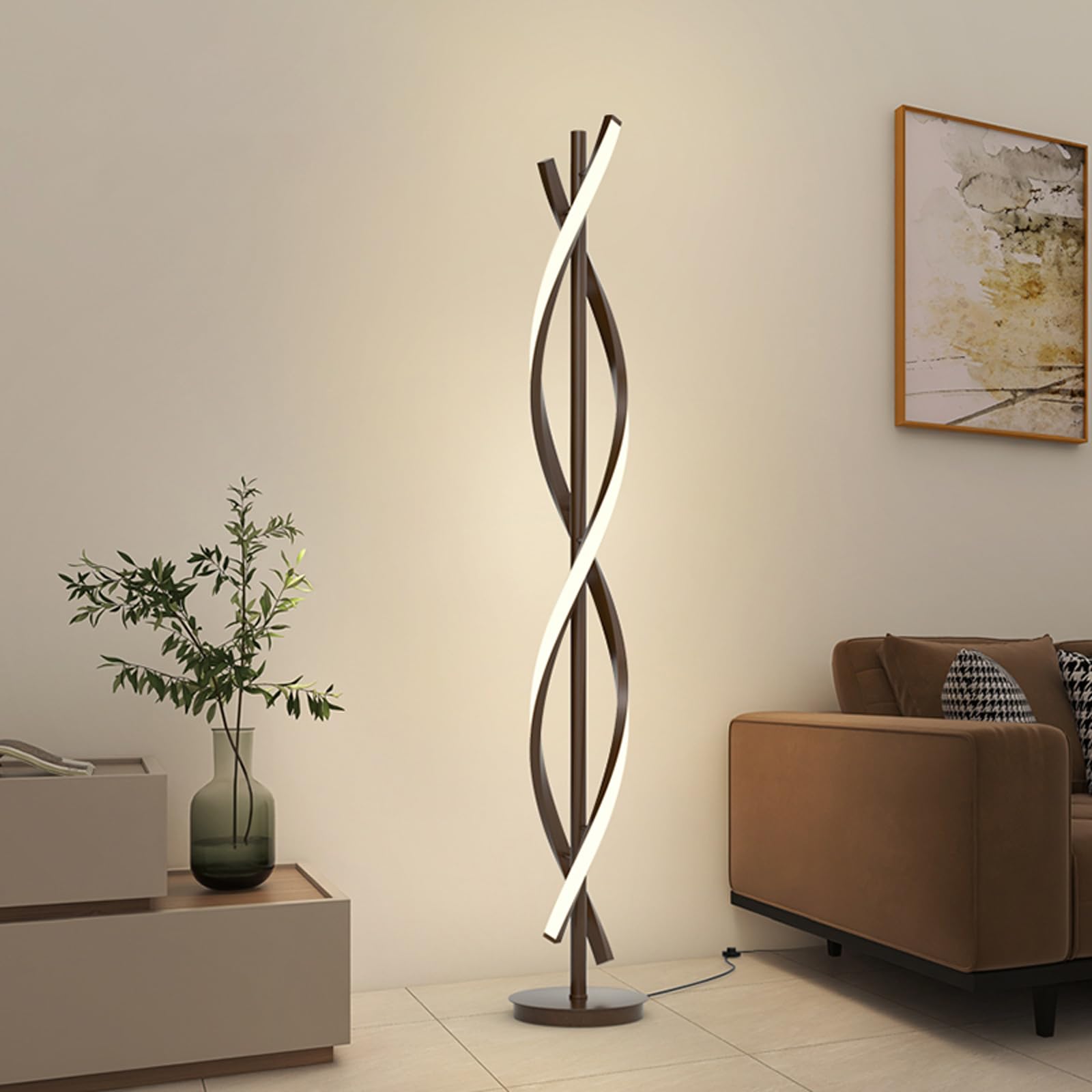 LED Stehlampe Wohnzimmer Dimmbar,LED Spirale Modern 155cm Schwarz mit Fernbedienung - Dimmbare Stehlampe für Wohnzimmer, Schlafzimmer & Kinderzimmer