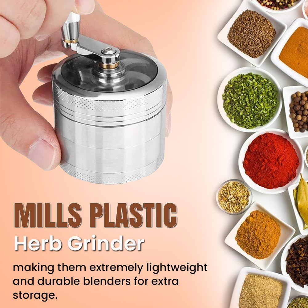 Wood Herb Grinder 4-Layer Chrome Metal Herb Grinder