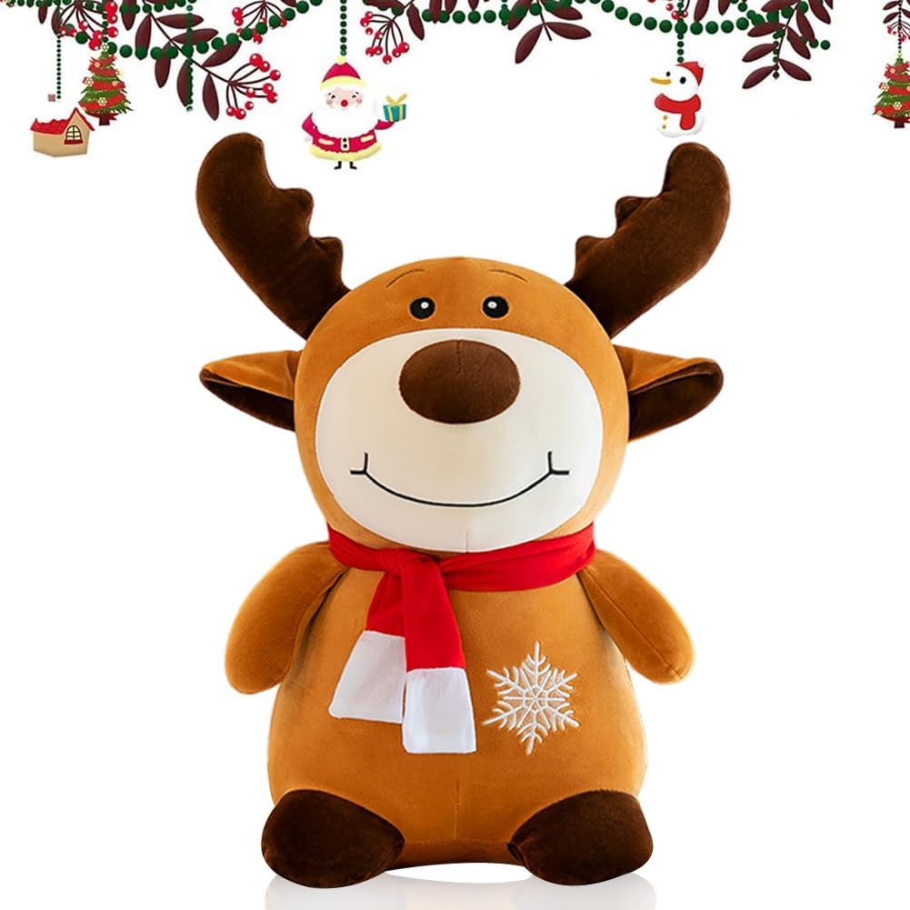 LKNBIF Christmas Elk Stuffed Animal, Christmas Decorations Reindeer Plush Toy, Cute Reindeer Soft Plush Doll