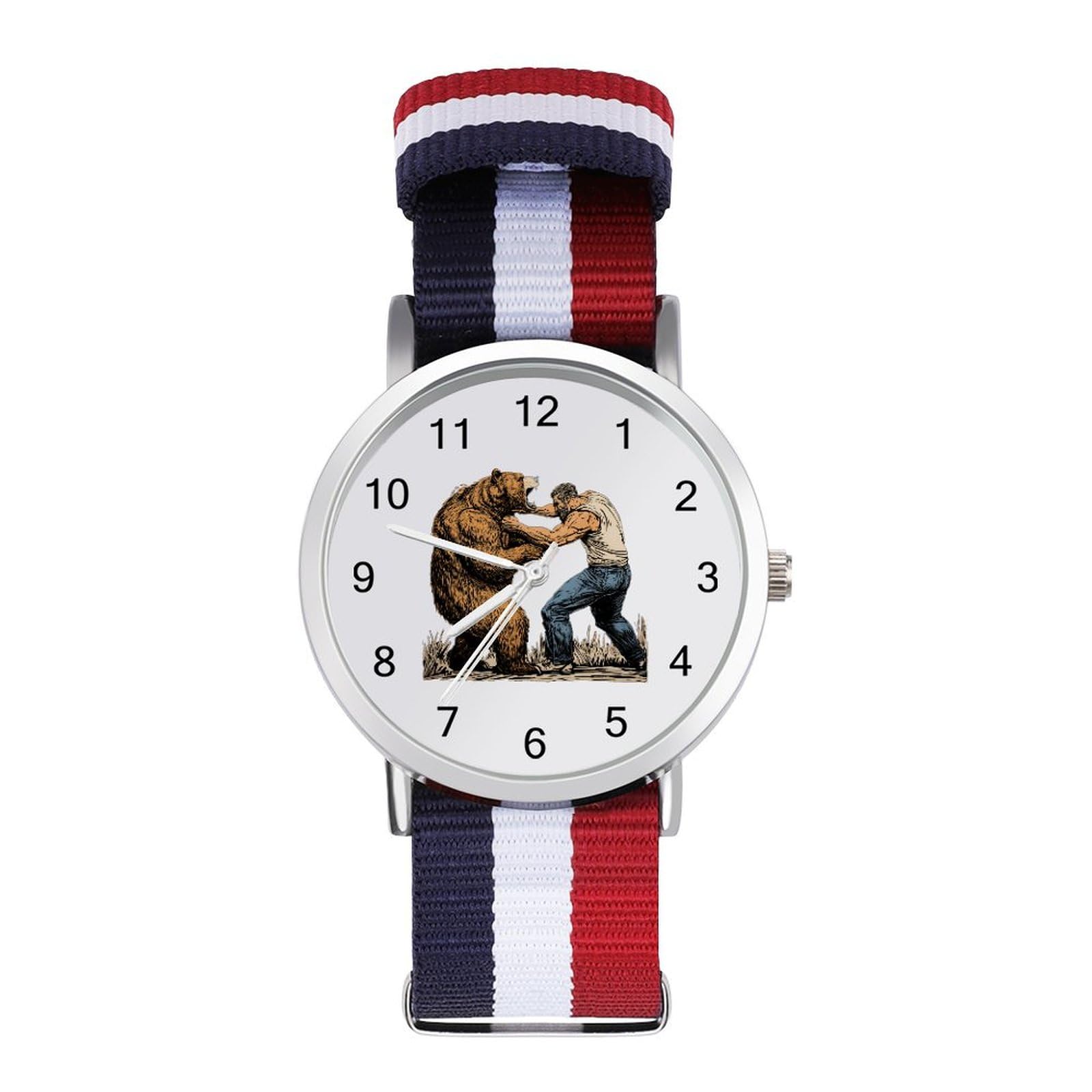Fighting with Bear Funny Wrist Watches for Men Women Fashion Graphic Watch for Work Workout