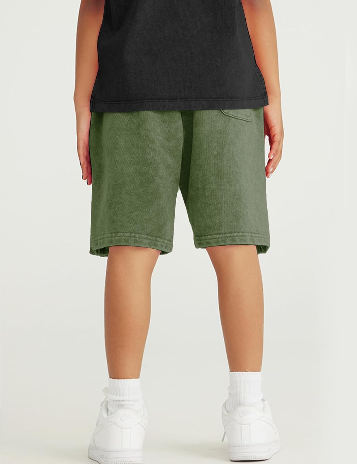 Flygo 2 Pack Boys Girls Cotton Shorts Acid Washed Active Pull On Jogger Shorts Kids Casual Athletic Loose Fit 5-14Y