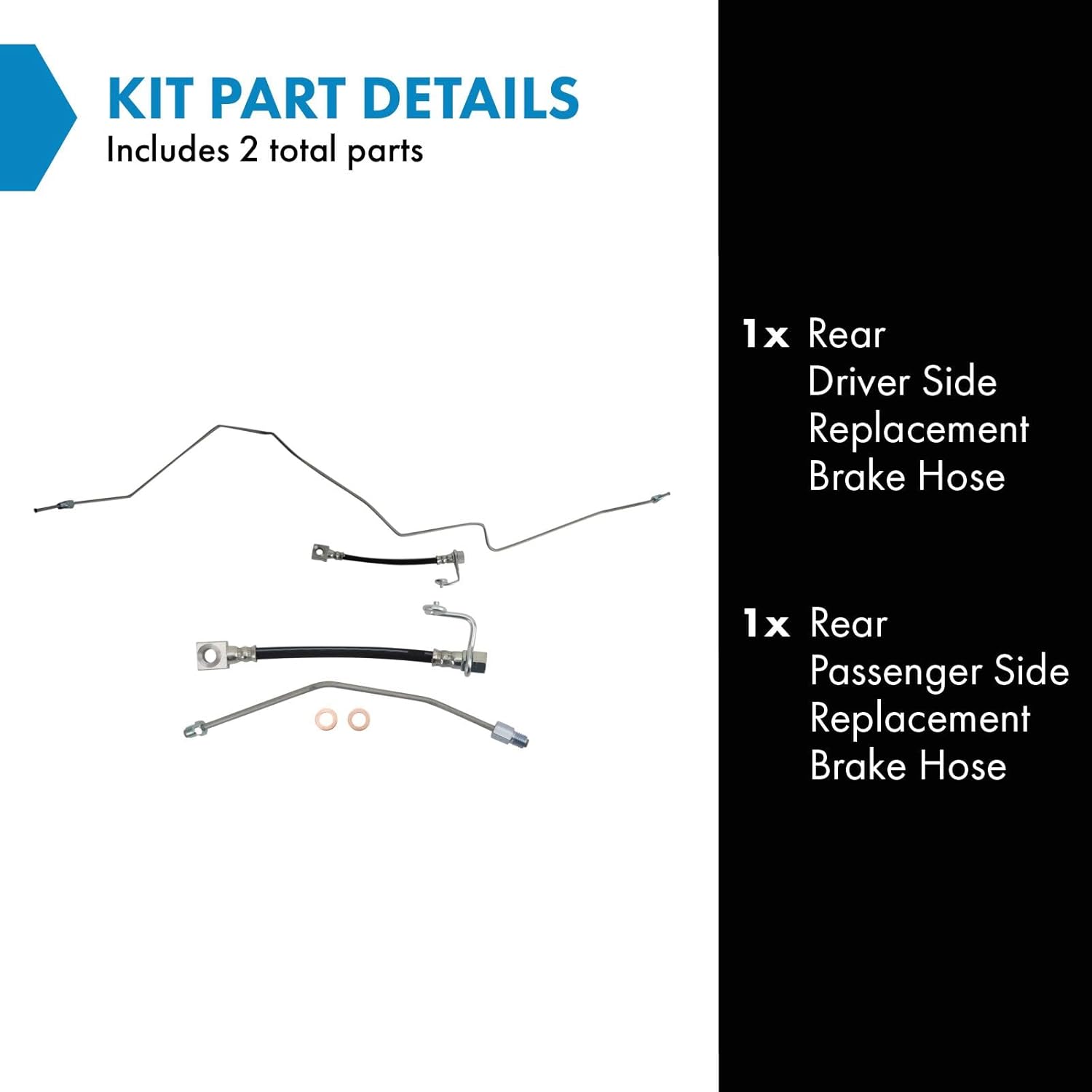 TRQ Rear Brake Hose Set Compatible with 03-10 Dodge Ram 2500 3500 11-13