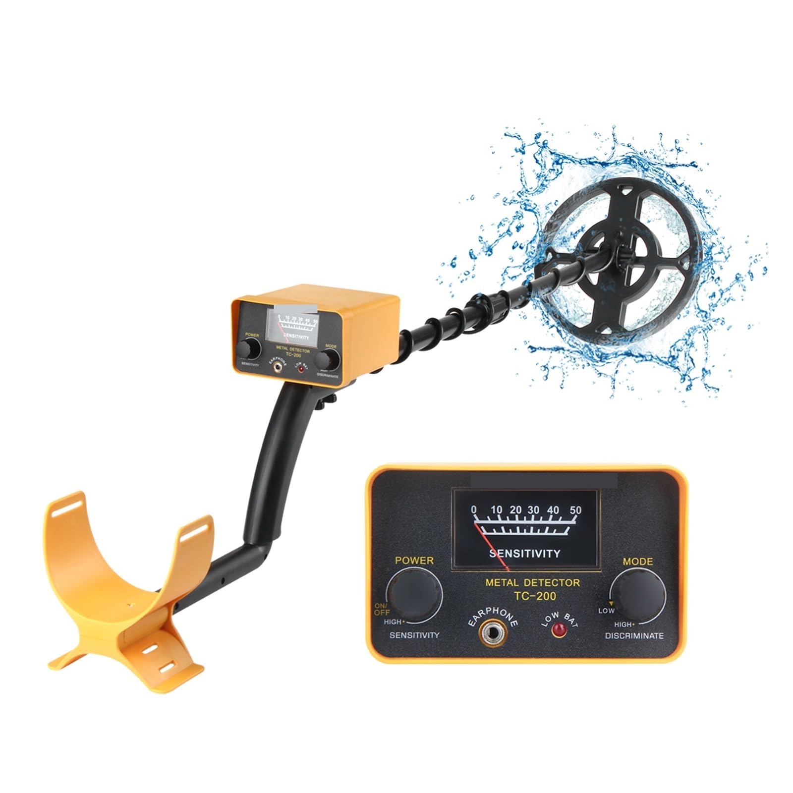JKJZSALJ Tc-200 Underground Metal Detector Ip68 Waterproof Gold Detector Height Adjustable Treasure Hunter Precise Positioning Pointer High Accuracy