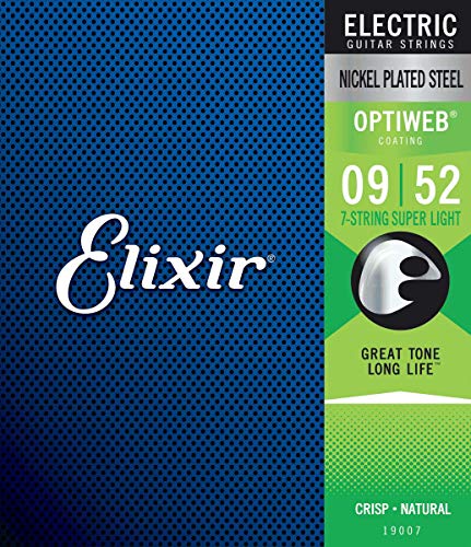 Cordes Elixir® pour guitare électrique 7 cordes avec revêtement OPTIWEB®, Light (.010-.052) - Les Beatles, Paul McCartney, John Lennon, RIngo Starr, George Harrison Cordes Elixir® pour guitare électrique 7 cordes avec revêtement OPTIWEB®, Light (.010-.052)