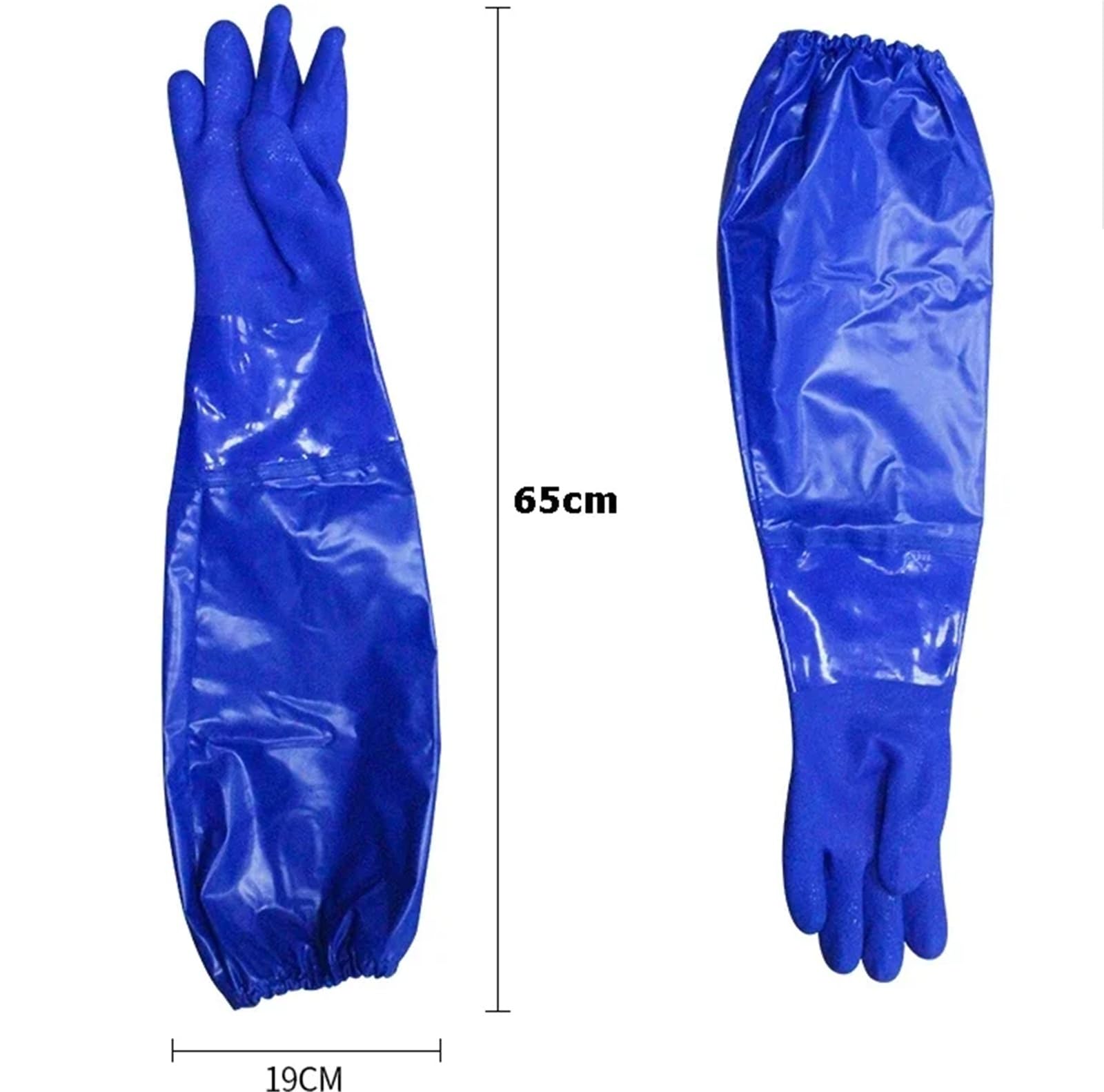 Generico Guanti da lavoro in PVC con polsino lungo 65 cm - Resistenti agli agenti chimici, impermeabili all'olio e all'acqua, base antiacida for uso domestico e pesca(XL)