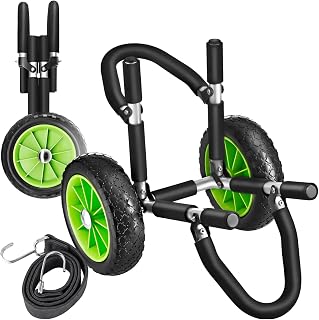 tectake® Carro de Transporte para Tabla de Surf o Padel Surf, Transporte de Playa, Aluminio, 2 Tablas, Ruedas de 24 cm, Correas Resistentes Ganchos de Metal - Negro/Verde