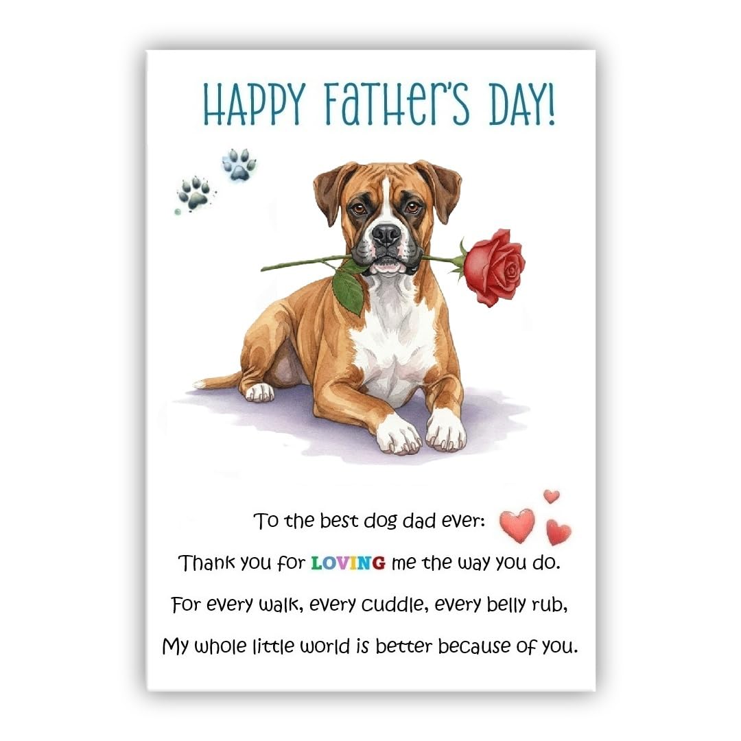 Father’s Day Card From the Dog. Multiple Breeds Available. Cute Fathers Day Pet Card. To The Best Dog Dad Ever (• Boxer flashy fawn)