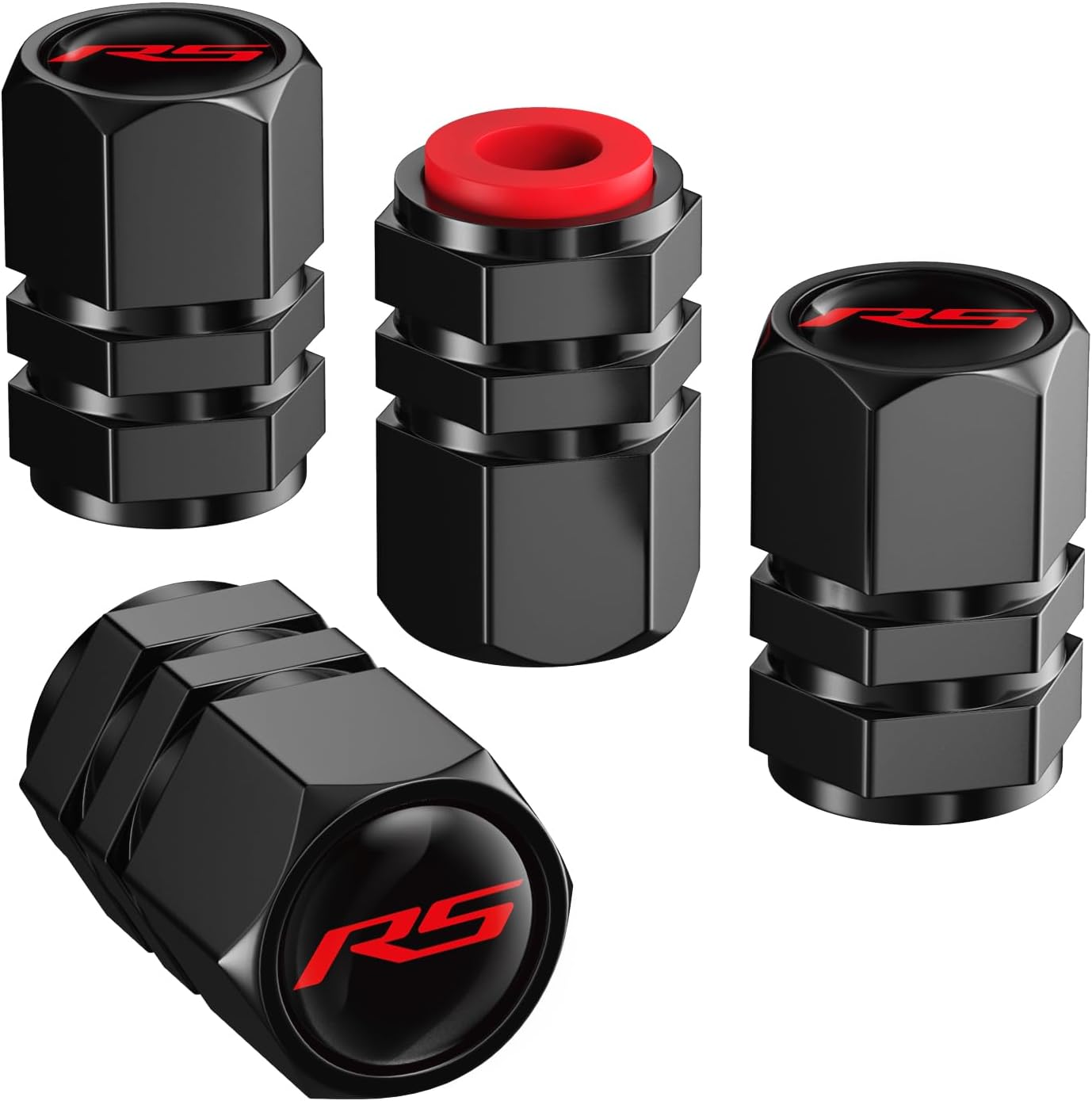 4PCS Tire Valve Stem Caps Compatible with Chevy Camaro RS Auto Accessories, Aluminum Tire Valve Cap Set, Corrosion Resistant, Universal Stem Covers for Cars Trucks Motorcycles SUVs Bikes