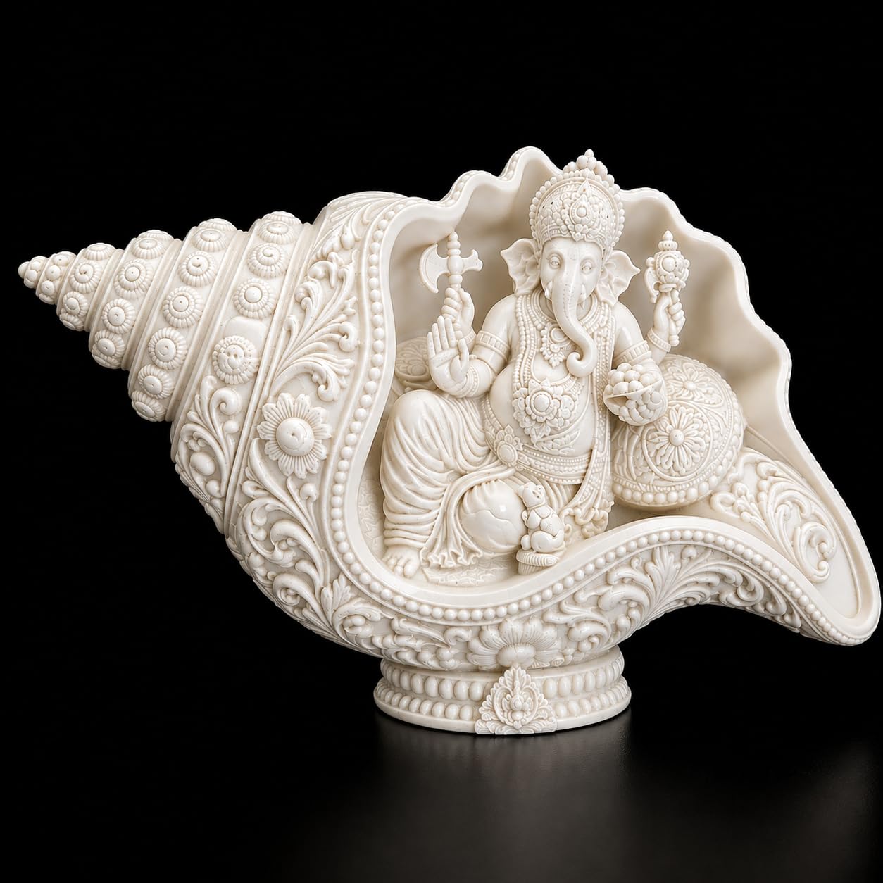 Premium Lord Ganesha Shankh Idol for Car Dashboard | 3D Printed, High Detail-image-47