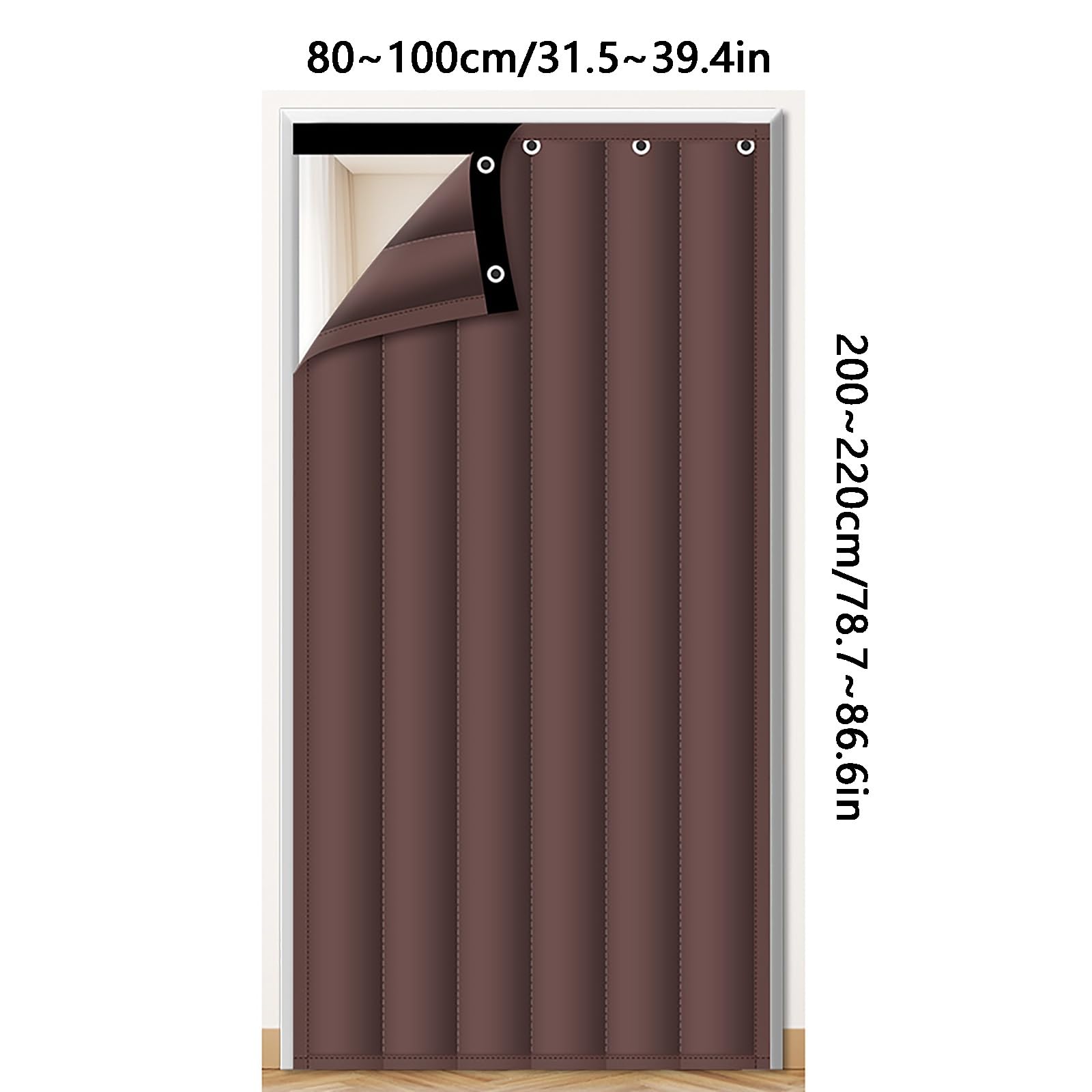 Rideau de Porte Isolant Thermique, Rideaux Occultant, Rideaux Thermiques, Isolation Thermique Épaisse, Coupe-vent, Insonorisée et Résistante À L'usure, Adaptée À un Usage Domestique et Commercial(Brow