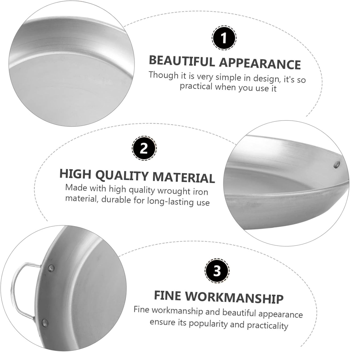 Alipis Wrought Iron Grill Pot Flat Bottom Household Barbecue Pan for Teppanyaki Steak Chicken Skewers High Temperature Resistant Cooking Utensil