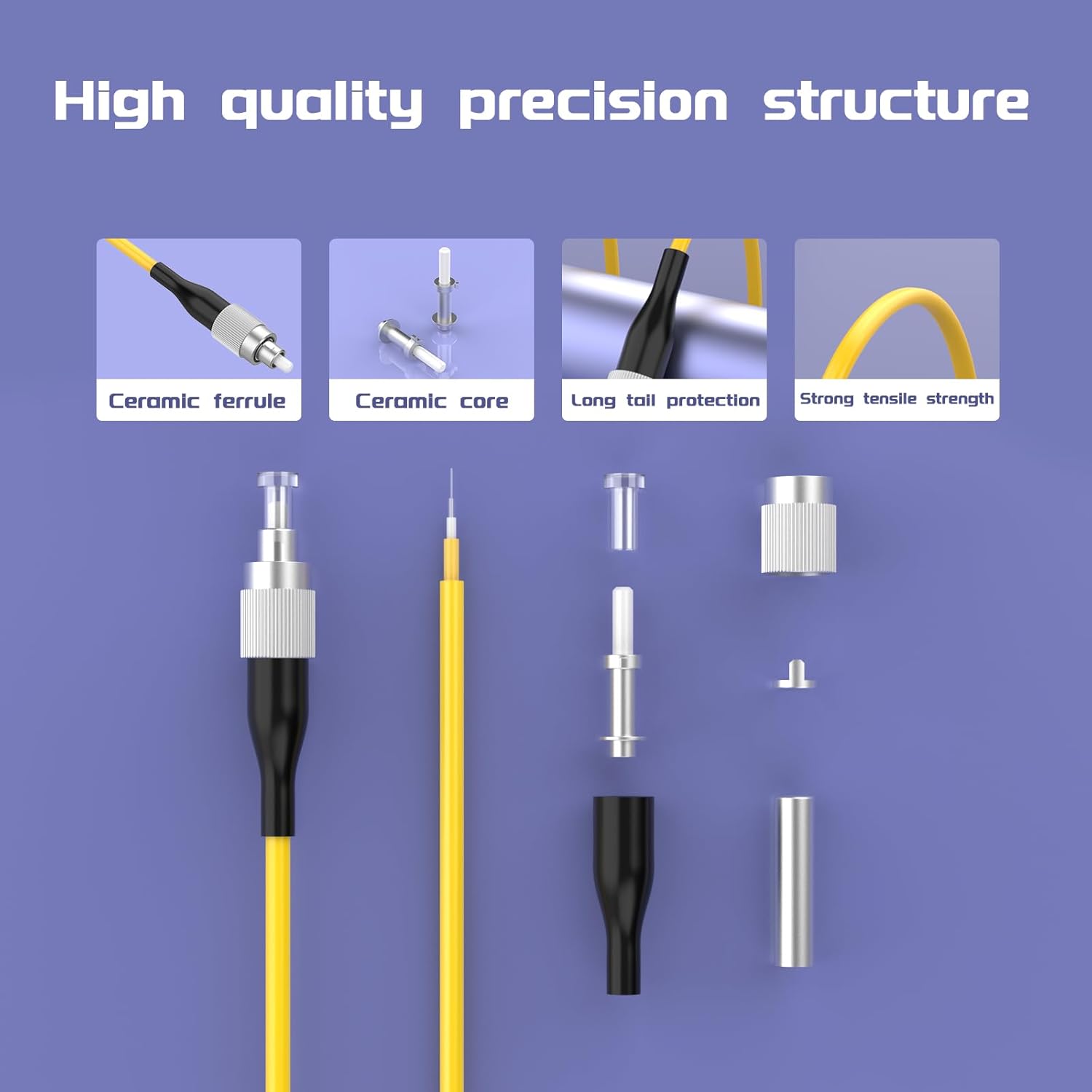 30Meter 98ft SC/UPC-FC/APC Single-Mode APC Fiber Optic Cable OS1 OS2 Jumper Optical Patch Cord Simplex 9/125um Yellow