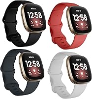 Vista 17 de Seleek Bandas de Repuesto Compatibles con Fitbit Versa 3 / Versa 4 / Sense/Sense 2, Pulseras Accesorios Clásicos de Silicona Ajustables Correas