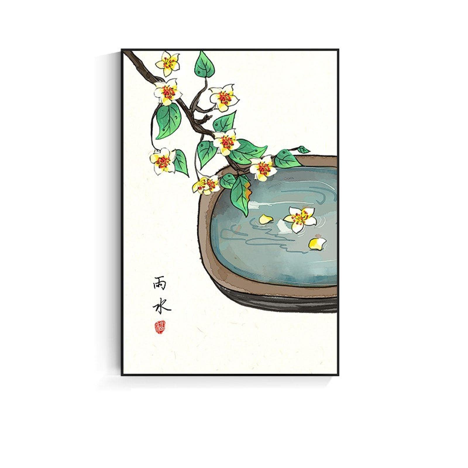 OuShen Dipinti Astratti Tradizionale Cinese Folk Fiore Pianta Uccello Tela Stampa Artistica Poster Soggiorno Home Decor Immagine Della Parete 48x72cmx3pcs Senza Cornice