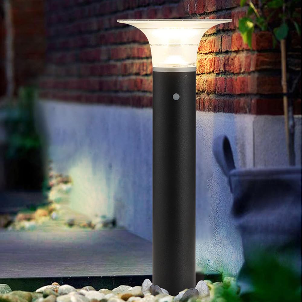 TRIVIDHA Lámpara Solar Moderna para Camino De Paisaje, De Aluminio, con Bolardo Solar LED, Resistente Al Agua IP65, para Jardín, con Encendido Y Apagado Automático, para Jardín, Garaje Y Césped