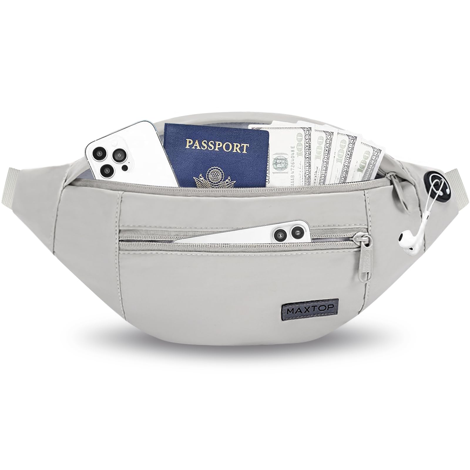 MAXTOP Large Grey Fanny Pack Crossbody Bags for Women Men Fashion Waist Bag